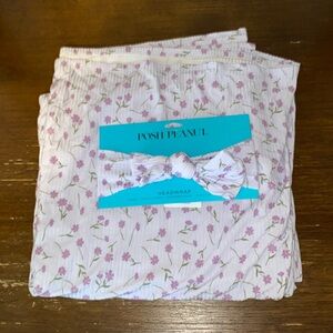 Posh Peanut purple floral headband and swaddle set